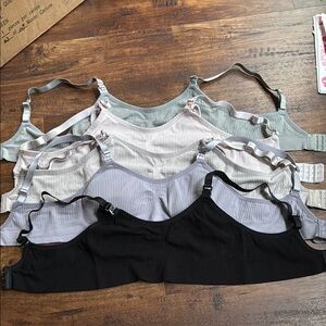 Seamless Ribbed nursing bra Set - Black, Gray, Cream